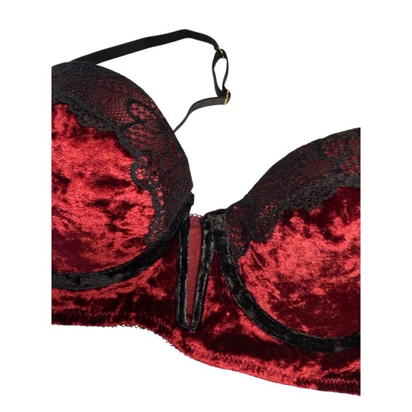 Fredericks Of Hollywood X Megan Fox Velvet Lace Bra 36B Burnout Whimsigoth fairy - Picture 8 of 8